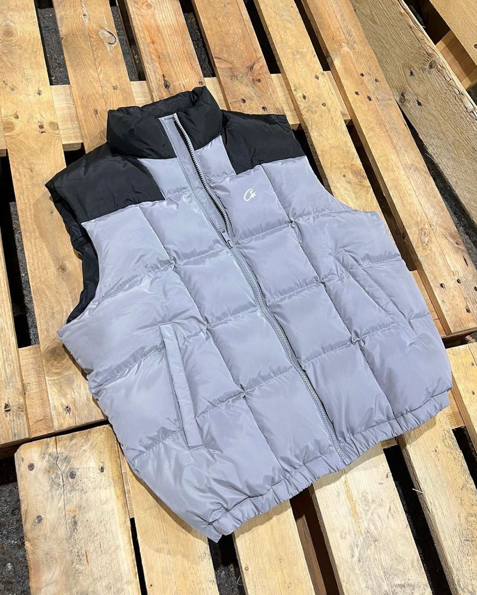 Corteiz Puffer Vest Jacket - Grey