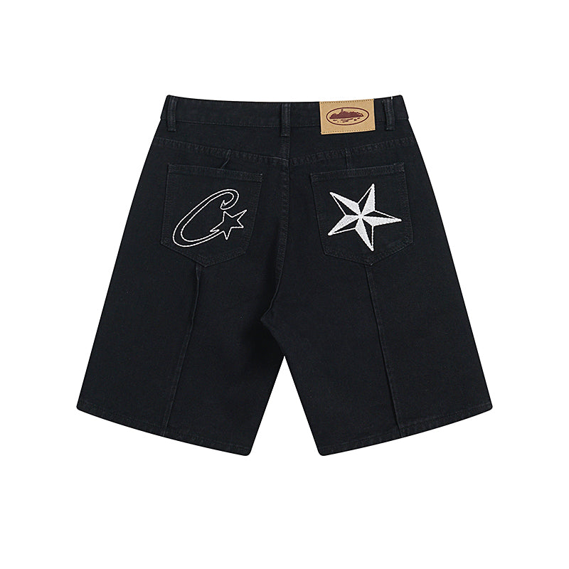 Corteiz C Star Jeans Shorts - Black